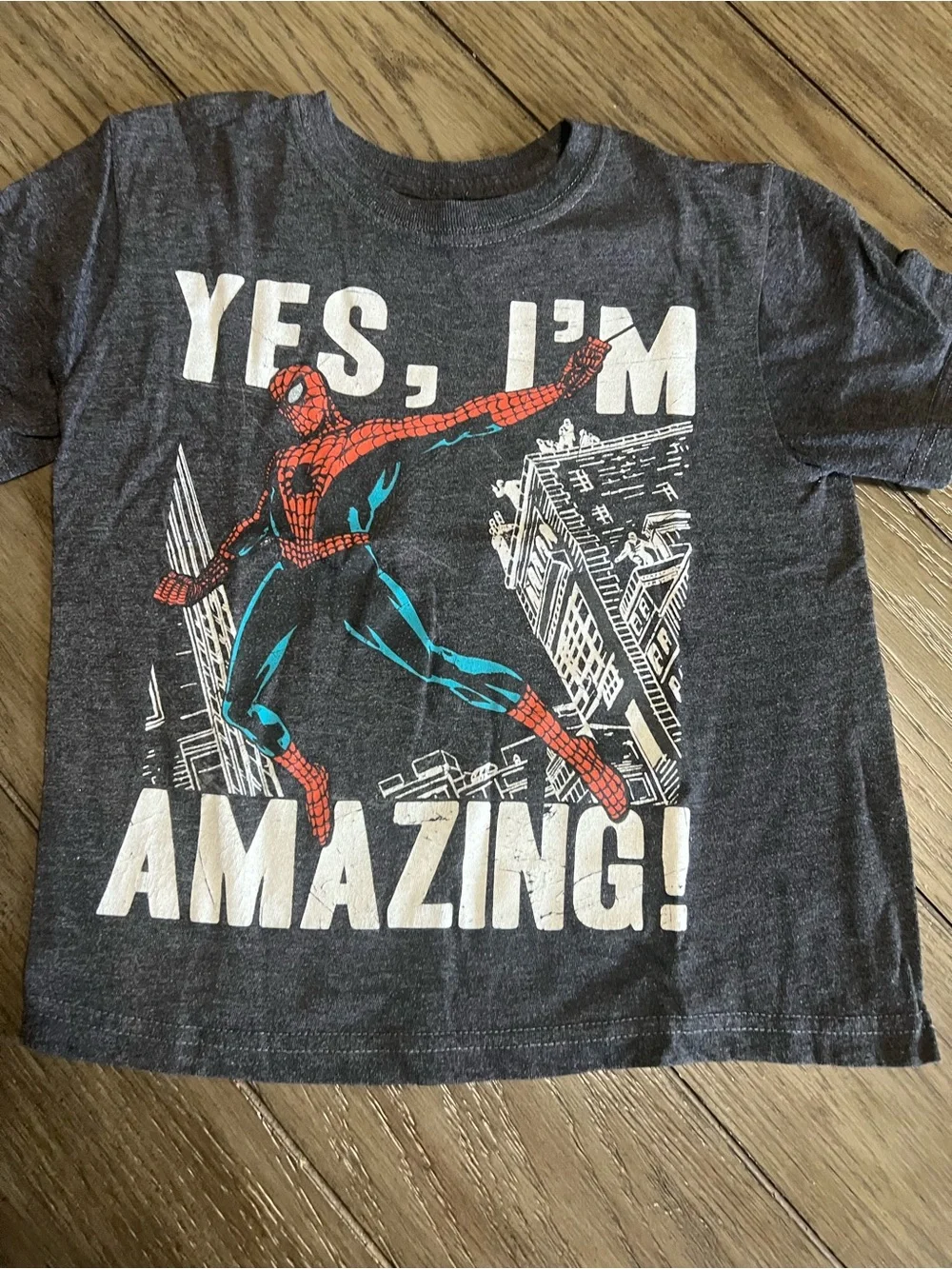 Marvel Spider-Man Tee - Charcoal with Red & Teal Graphic